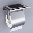 304 Stainless Steel Bathroom Fitting Toilet Paper Roll Holder With Shelf Paper Towel Holder