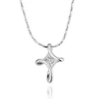 Women's Fashion 925 Sterling Silver Crystal Cross Choker Necklace Jewelry