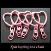 Heart shape split keyring keychain with chain connect screw