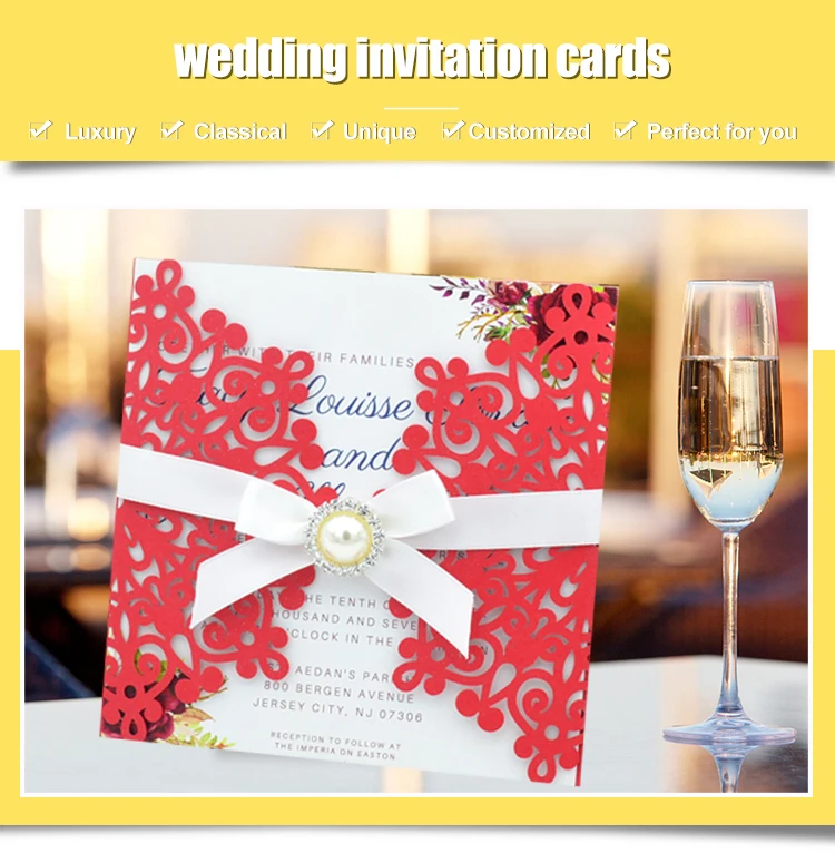 hot sale luxurious laser cut wedding invitations card envelopes