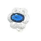 Creative gold hoop charm shape female zircon ring large sapphire gilt jewelry wholesale