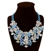 Fashion Women Acrylic Bib Flower Crystal Resin Beads Pendant Choker Statement Necklace