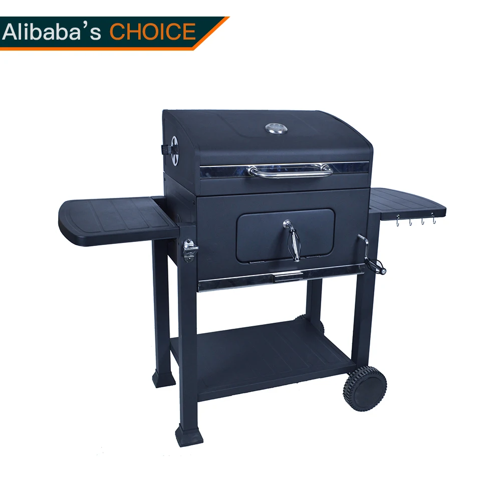 Big Rectangular Trolley Outdoor Bbq Stove Heavy Duty Charcoal Bbq