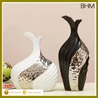 2016 wholesale cheap black and white silver ceramic vase home decor for hotel