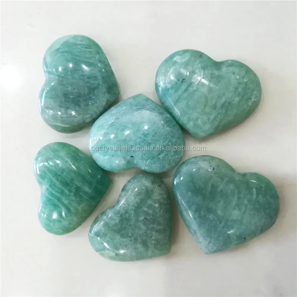 wholesale natural hand carved raw amazonite crystal heart shape