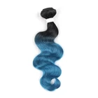 Cheap Price Cuticle Aligned Body Weave Human Hair Vendor, 1B Blue Ombre Color Virgin Brazilian Remy Hair 3 Bundles