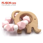 New Design Amber Wooden Baby Teething Teether/Hot Sale Silicone Beads Ring Necklace Toy