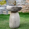 factory carved natural river stone pedestal garden wash basin