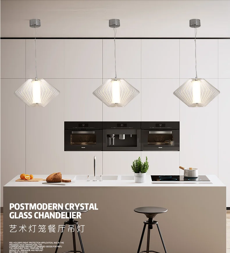 Fashion new style hotel residential living room glass decoration modern led pendant light chandelier