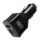 IBD universal 3 Usb Qualcomm QC 3.0 Type c reversible USB portable car charger fast charge For Cellphones
