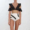 A2120 Black White Print Embellish Bikini Sexy 2 Piece Beach Flatter Swimwear New Item Wholesale