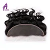 Hand tied virgin brazilian human hair lace frontal closure, 13 by 4 frontal closure with baby hair