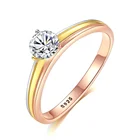 CZCITY 18KGP Rings Cubic Zirconia 925 Sterling Silver Engagement Rings Fine Jewelry Factory Directly Sale