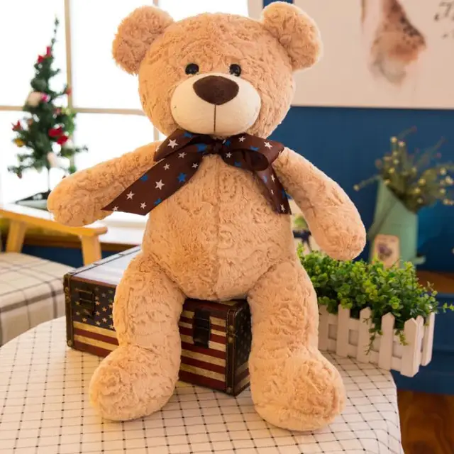 custom made teddy bear plush toy silk ribbon
