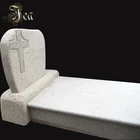 Hand carved white natural marble stone cross headstone tombstone