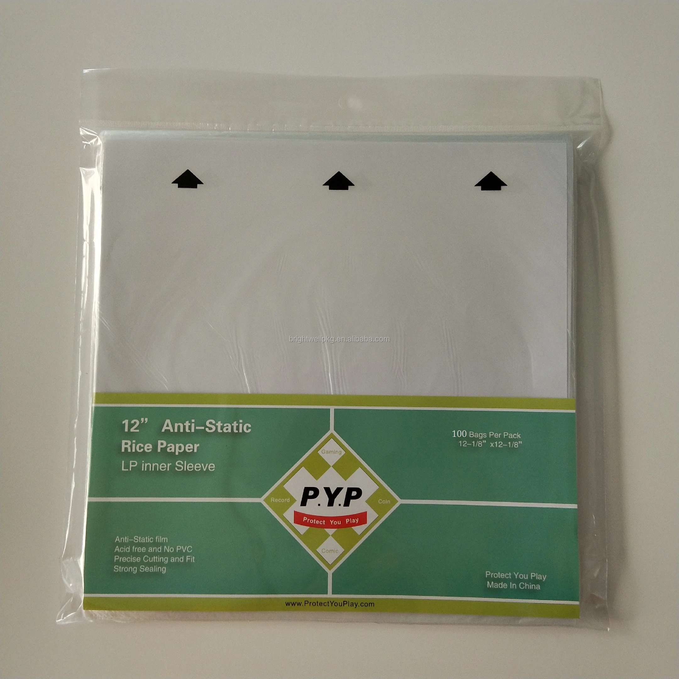 12" antistatic rice paper lp/record inner sleeves