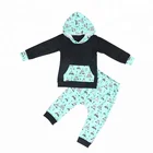 Wholesale Kids Clothes Cotton Outfits Baby Boy Arrow Print Long Sleeve Casual Cotton 2 Piece Set With Hat