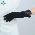 Winter sexy leather thermal heated wool goalkeeper gloves