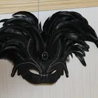 solid color natural healty cock feather party &festival cocktail mask