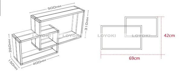decor wall cube shelf table with attached lamp