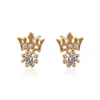 94564 korea style latest designs crown shape gold diamond stud earring