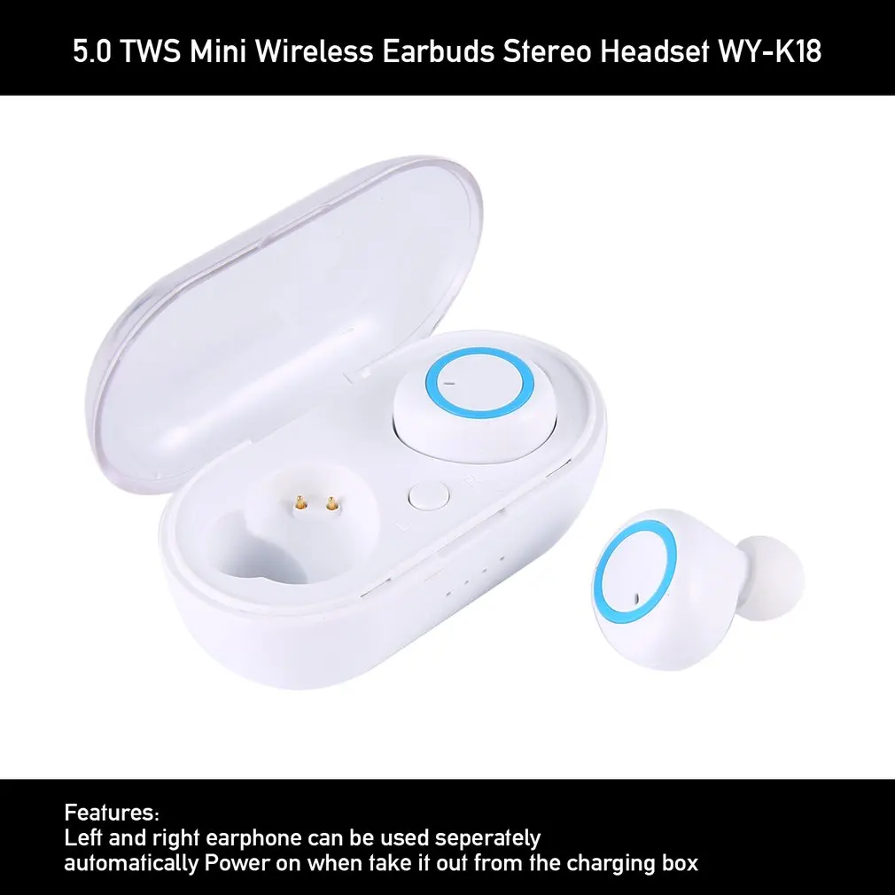WY-K18 Mini Wireless Bluetooth Earphone TWS Wireless Headphones Bass Stereo Waterproof Bluetooth Headset with Mic for Smartphone - ANKUX.COM