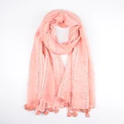 Wholesale 2019 new solid colors unique muslim dubai hijab fashion viscose dye tie plain tassel malaysia instant hijab