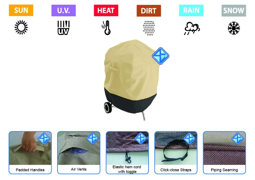 Heavy wholesale waterproof kettle bbq cover barbecue