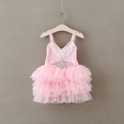 2017 children flower girls dress for new years princess dresses sleeveless kids clothes party or wedding
