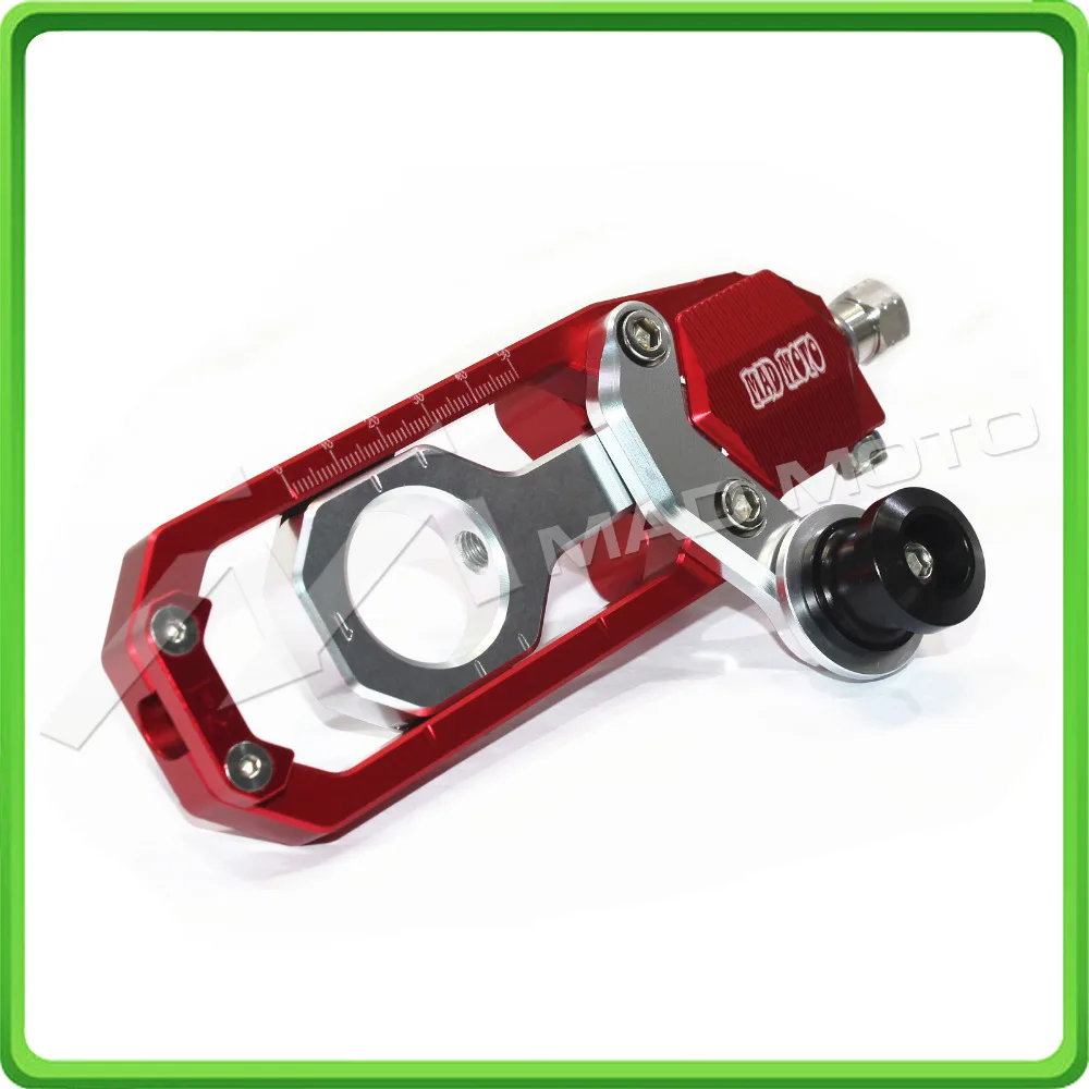 Motorcycle Chain Tensioner Adjuster with bobbins kit for Yamaha R1 YZF-R1 2007 2008 2009 2010 2011 2012 2013 2014 Red&Silver (7)