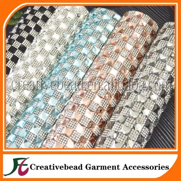 hot sale hot fix 8*8mm crystal rhinestone mesh banding,for