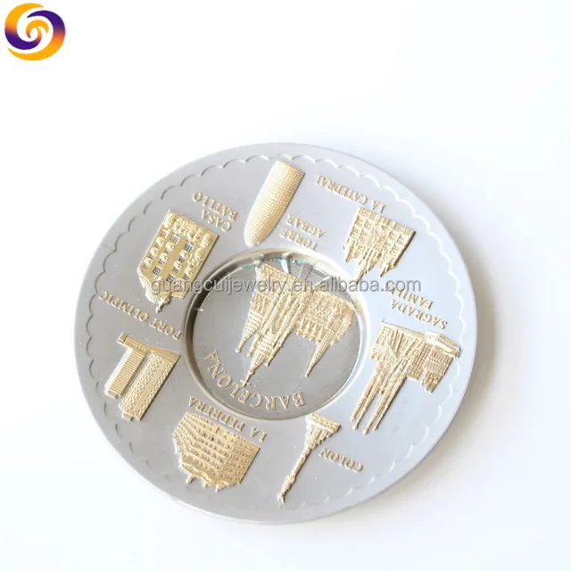 design zinc alloy metal craft barcelona tourism souvenir plate