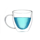 double wall glass coffee cup with handle