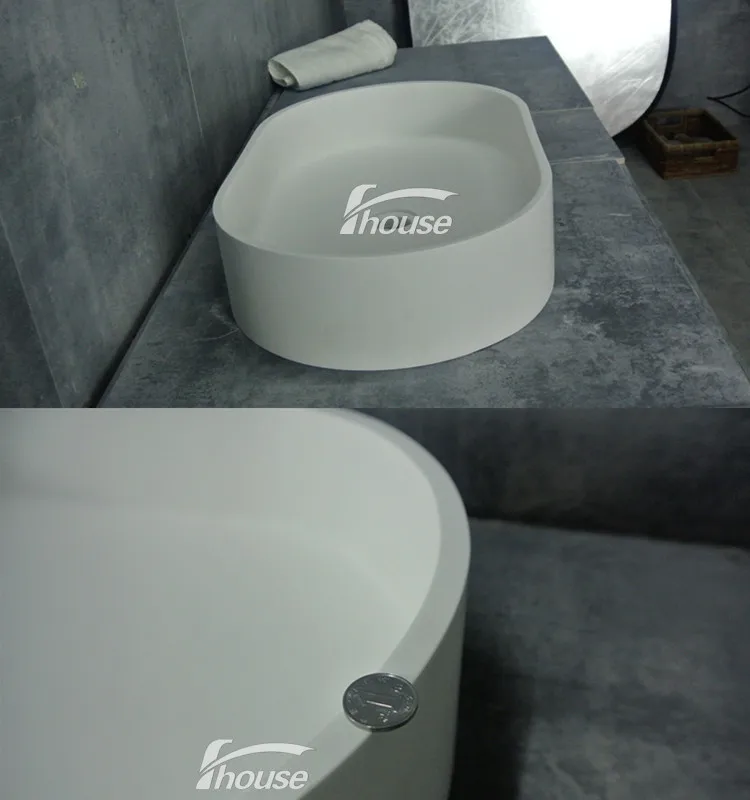 SOLID SURFACE SINK OVAL SHAPE RESIN BASIN STONE SINK