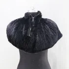 New style Luxury Knitted Mink Fur Cape Wholesale short Black Mink Fur Shawl
