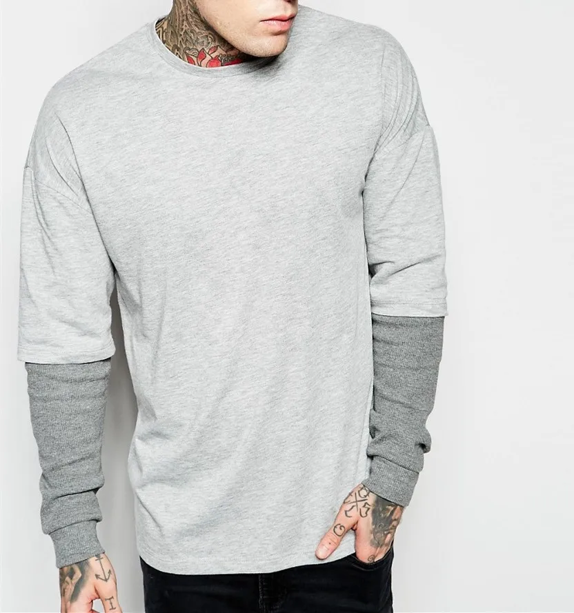 o-neck casual blank tshirt oversized long sleeve