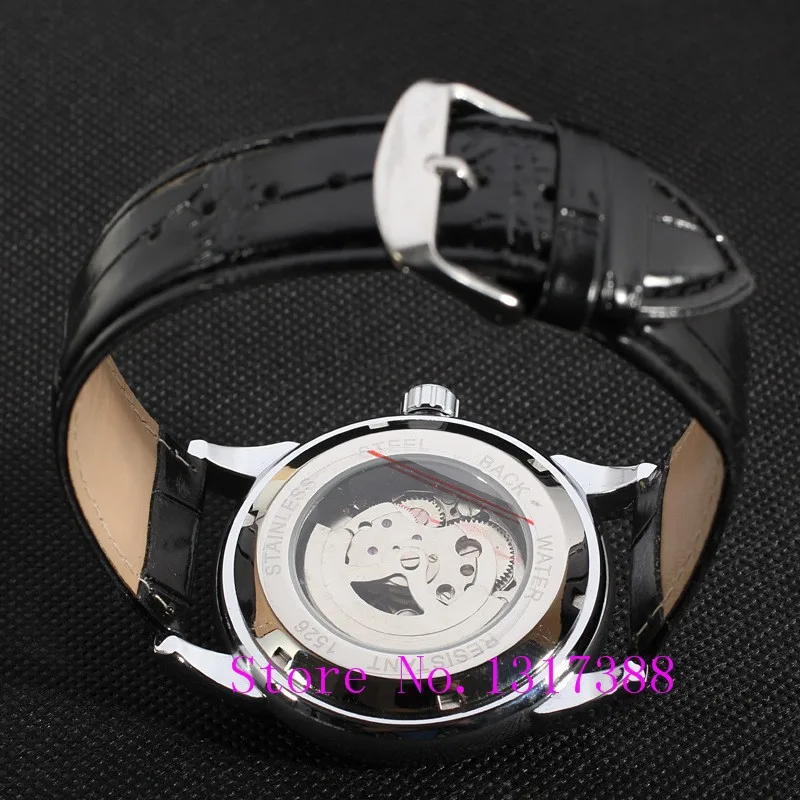 Vogue Leather Strap Watch Fashion Casual Men Skeleton Mechanical Watches Clock Male Relogio Masculino Wristwatches Erkek Saat