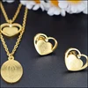American fashion cheap 24k gold plated Catholic heart shaped jewelry earrings women charm jewelry sets
