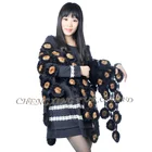 CX-B-M-32B All Types Winter Heavy Cape Stole Wrap Capes Real Mink Fur Scarf Shawl