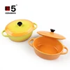 Double hollow handles oval shape ceramic casserole set with cover