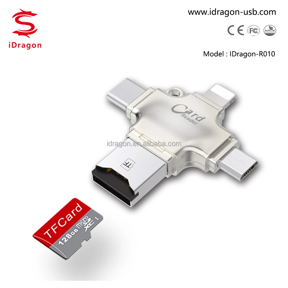 4 in 1 usb micro-sd tf chip usb card reader writer for iphon