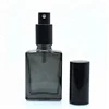 China Manufacturer clear black transparent rectangle glass perfume spray bottle 15ml 30ml with aluminum sprayer cap