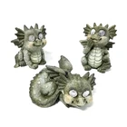 Customized Color Antique Resin Dragon Statues With Solar Light