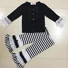 2018 wholesale fall winter long sleeve baby boutique outfits kids girls ruffle cotton clothing sets