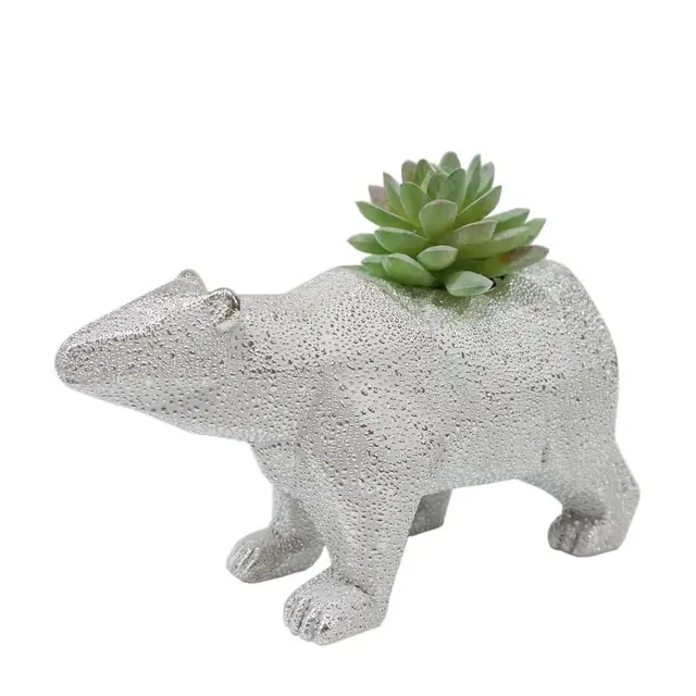 plated silver animal ceramic polar bear figurine home decoration