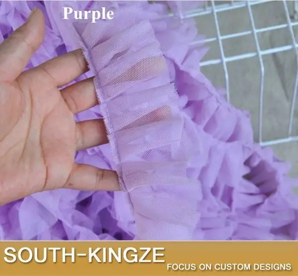 Double layer mesh Ruffled Ribbon Trim for skirt decoration 5 cm Wide 10 colors for choice
