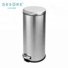 Moon Cover Metal Stainless Steel kitchen trash can/Waste Bin with slow down function 30L
