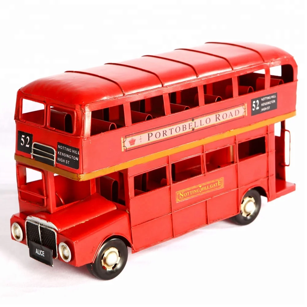 Bus vintage modèles/petites voitures jouets en métal artisanat pour la décoration de la maison (SDMC6085) fait main rétro modèles de bus pour la décoration