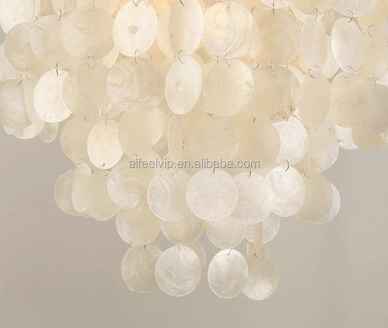 American style modern capiz white seashell lighting chandeliers made of sea shells for living room