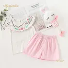wholesale eco-friendly sleeveless children clothes set summer top and pants